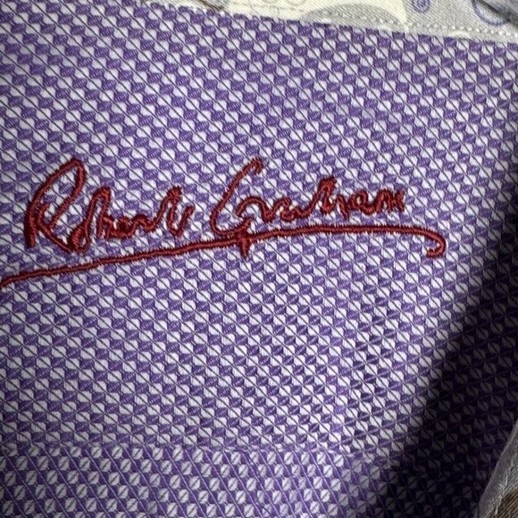 ROBERT GRAHAM Shirt Men US L 16.5 EU42 Flip French Cuff purple skull crossbones - Picture 4 of 7